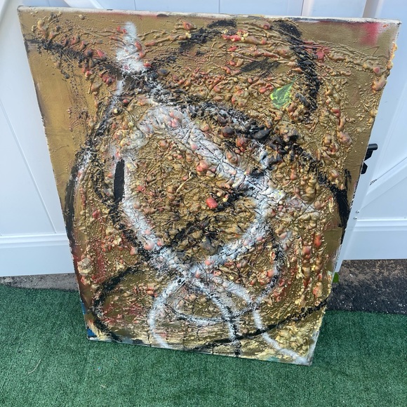 Textured Gold Abstract Art - Original Mixed Media Painting on Canvas